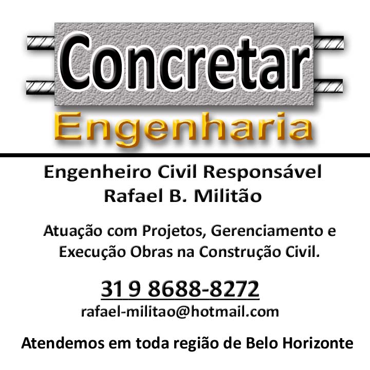 ENGENHEIRO CIVIL - RAFAEL BARBOSA MILITÃO - CONCRETAR ENGENHARIA - Conselheiro Lafaiete, MG